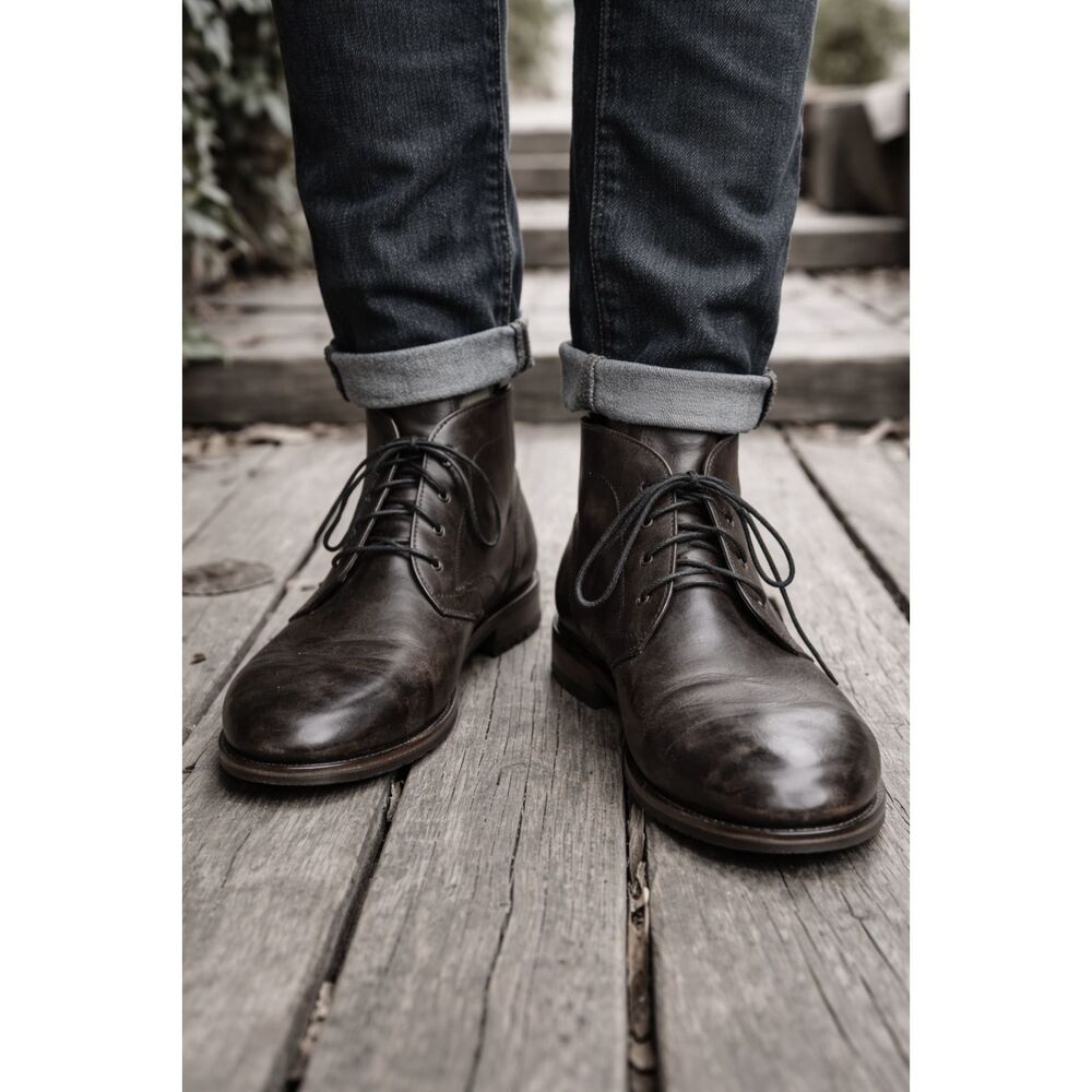 BED STU Black Leather Lace up Chukka Boots Shoes   Mens Size 13